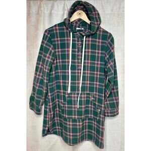 Pink Lily Green Plaid Hoodie Dress • Medium • Cotton Casual